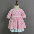 Girls reversible pink and green cotton floral dress